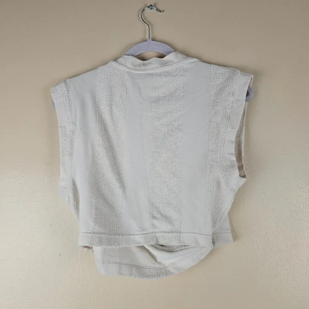 Free People Beach Island Boho Set Crop Top Wrap Terry V Neck‎ And Pants